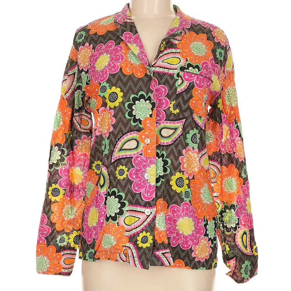 Vera Bradley- Orange and Brown Paisley Pattern with Pink and Yellow Flowers